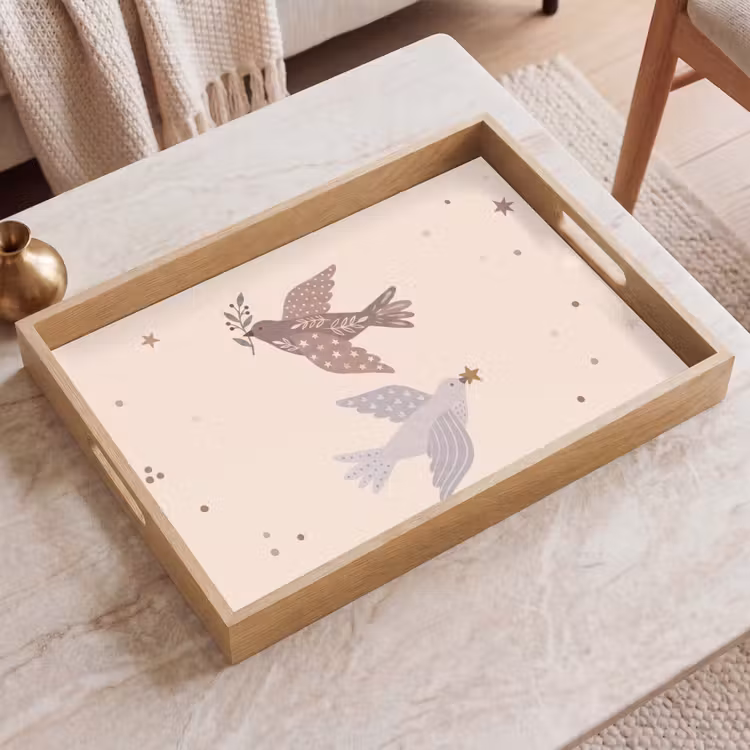 Dienblad - Vogel - Bessen - Natuur - Modern - Beige — 2
