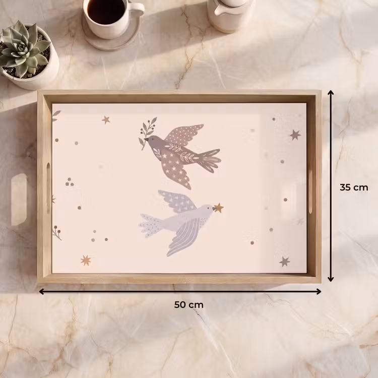 Dienblad - Vogel - Bessen - Natuur - Modern - Beige — 9