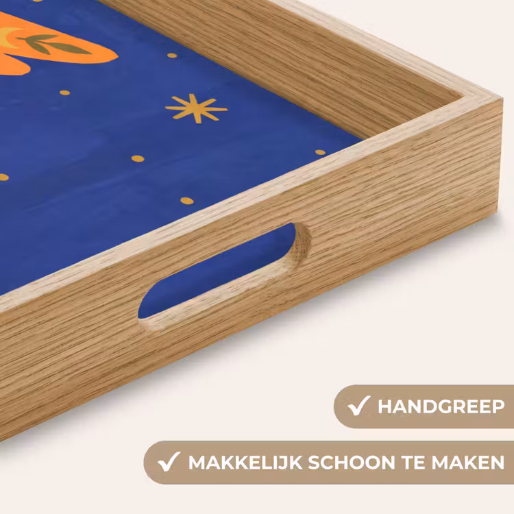 Dienblad - Vogel - Bloemen - Decoratief - Oranje - Blauw — 5