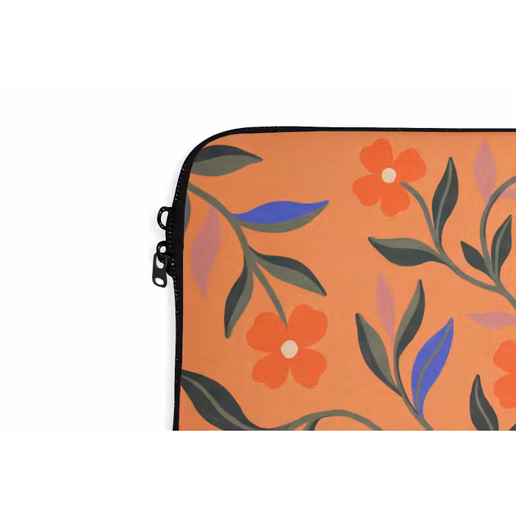 Laptophoes Dieren - Bloemen - Oranje - Illustratie - Natuur — 5