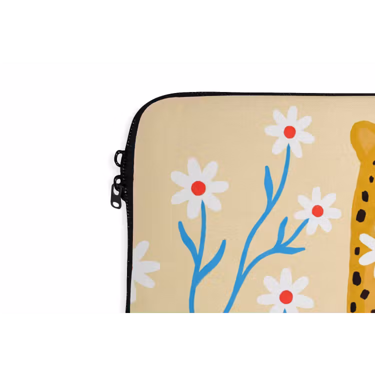 Laptophoes Dieren - Jachtluipaard - Bloemen - Modern - Geel — 5