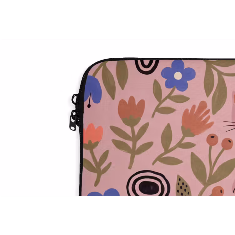 Laptophoes Kat - Bloemen - Dieren - Modern - Roze — 5