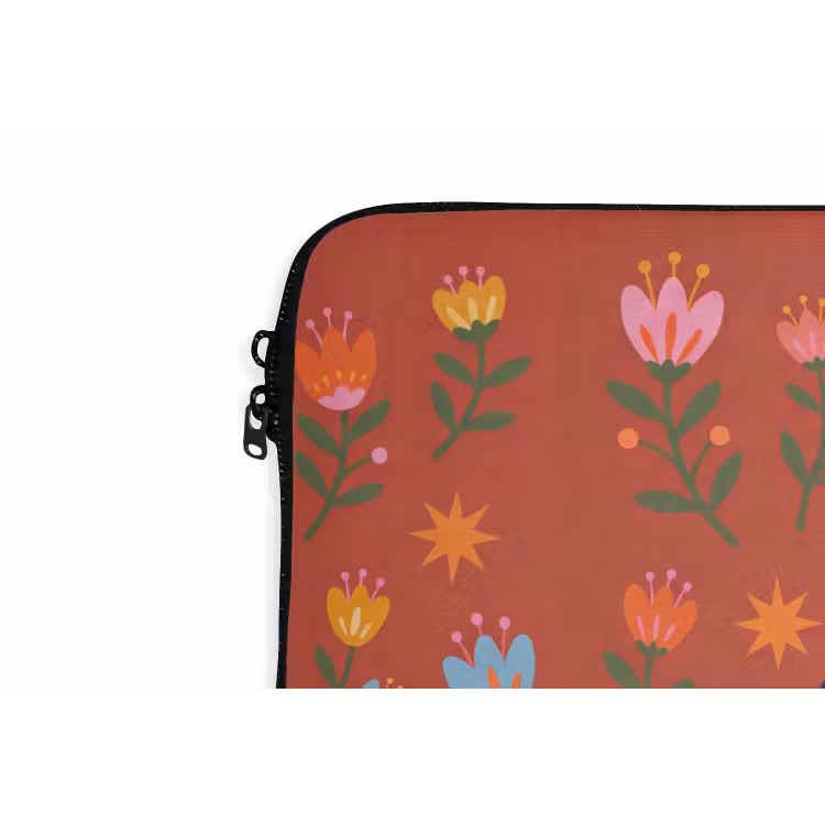 Laptophoes Konijn - Bloemen - Folk Art - Kleurrijk - Dieren — 5