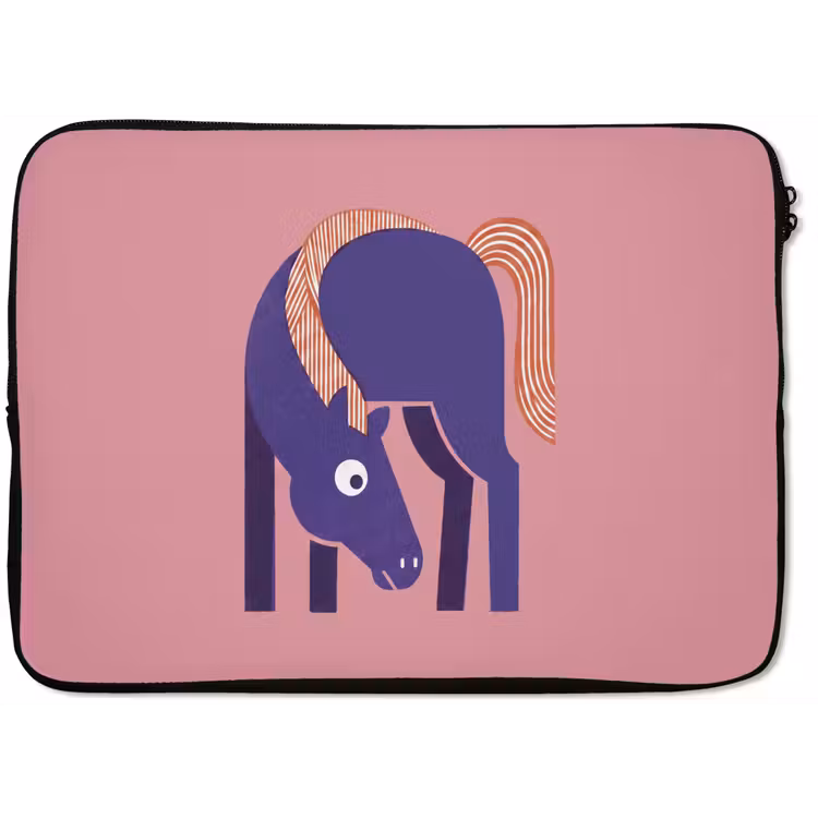 Laptophoes Paard - Abstract - Dieren - Modern - Blauw — 1