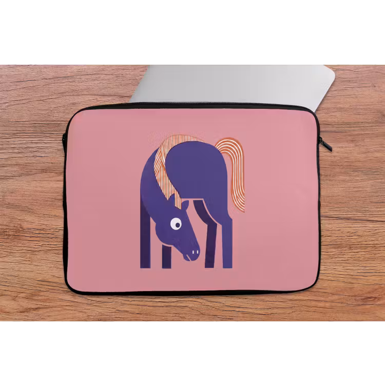 Laptophoes Paard - Abstract - Dieren - Modern - Blauw — 2