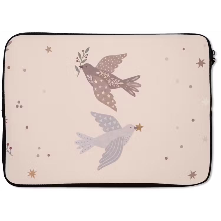 Laptophoes Vogel - Bessen - Natuur - Modern - Beige — 1