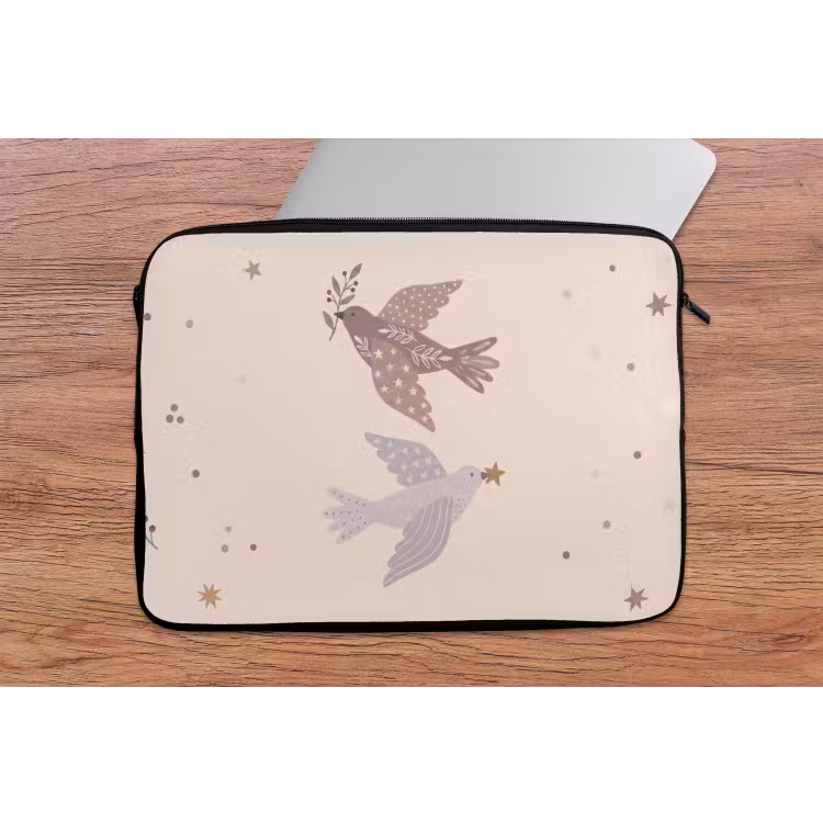Laptophoes Vogel - Bessen - Natuur - Modern - Beige — 2