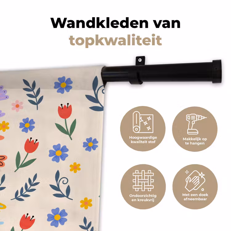 Wandkleed - Vogel - Bloemen - Folk - Kleurrijk - Dieren — 3