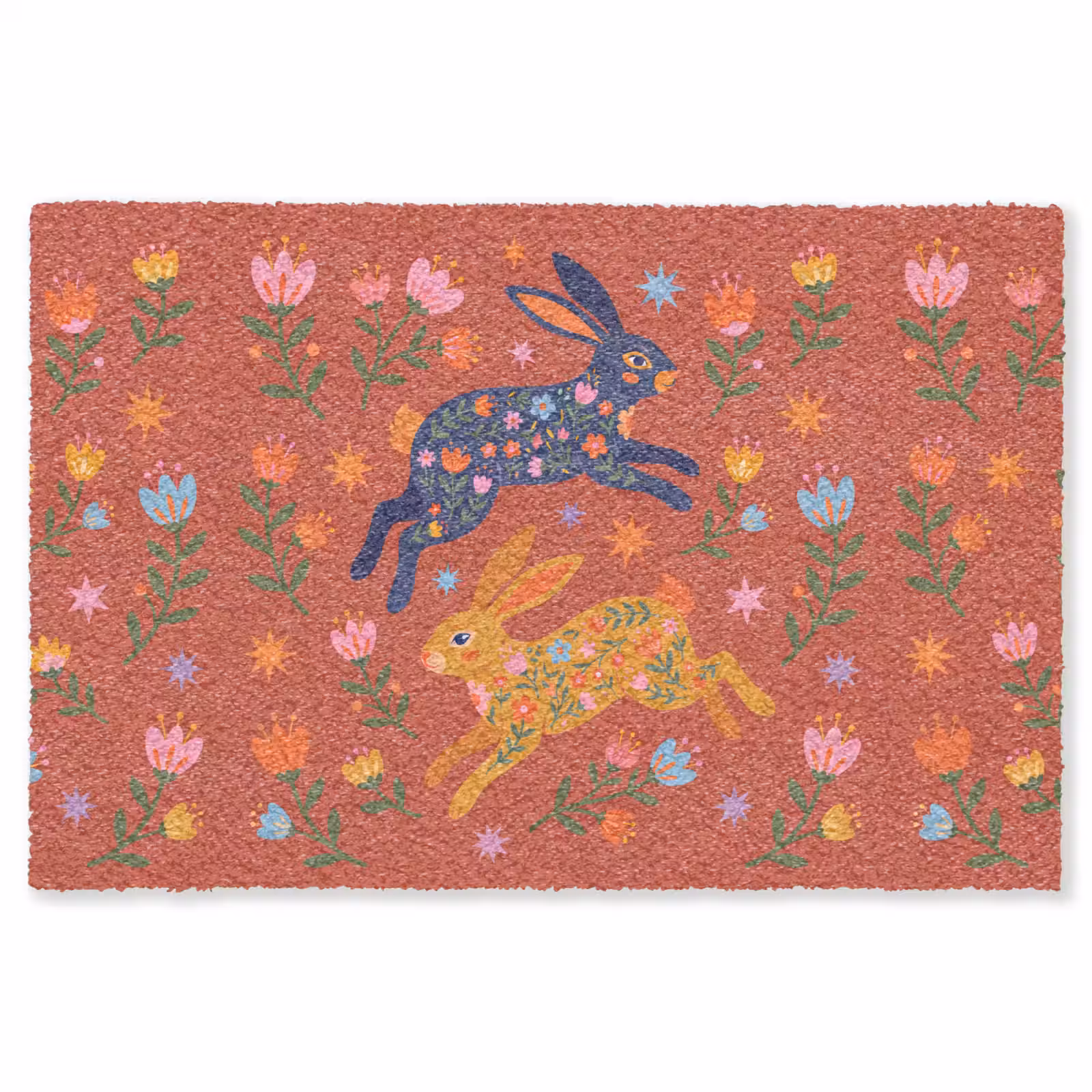 Vloerkleed - Konijn - Bloemen - Folk Art - Kleurrijk - Dieren — 1
