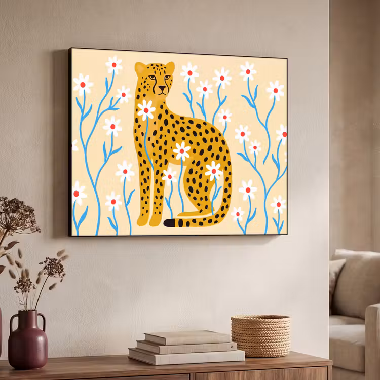 Art frame - Dieren - Jachtluipaard - Bloemen - Modern - Geel — 7