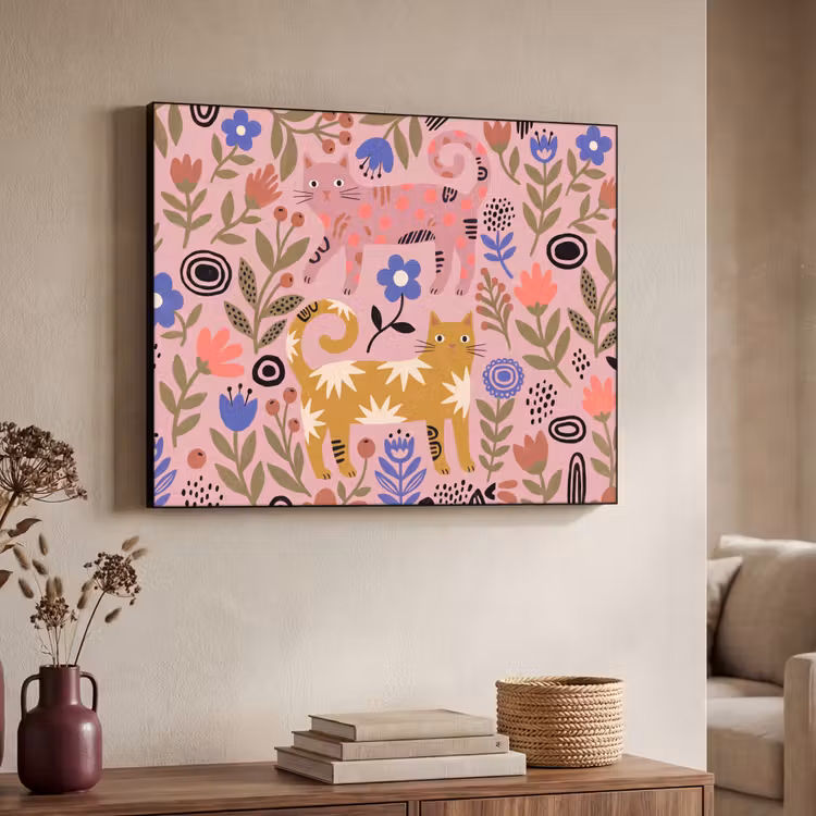 Art frame - Kat - Bloemen - Dieren - Modern - Roze — 7
