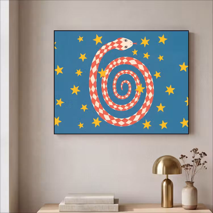 Art frame - Slang - Spiraal - Dieren - Illustratie - Rood — 5