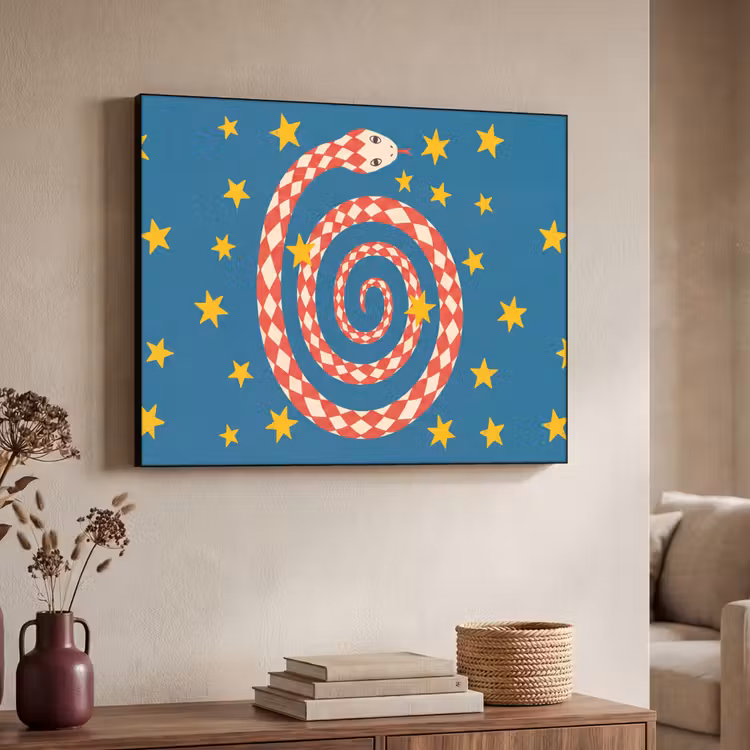 Art frame - Slang - Spiraal - Dieren - Illustratie - Rood — 7
