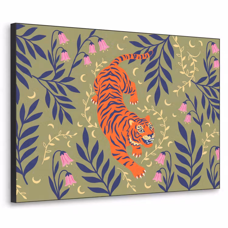 Art frame - Tijger - Bladeren - Dieren - Illustratie - Oranje — 1