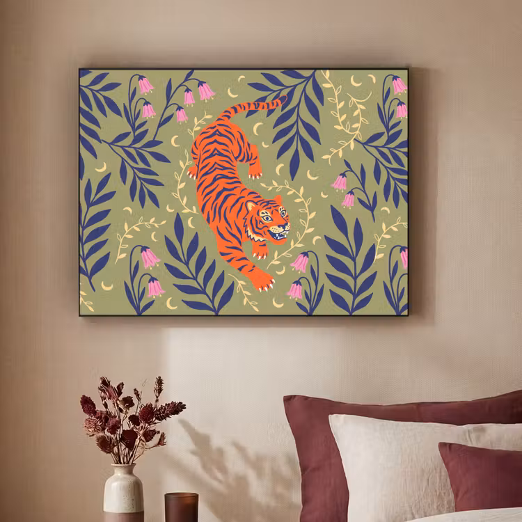 Art frame - Tijger - Bladeren - Dieren - Illustratie - Oranje — 3