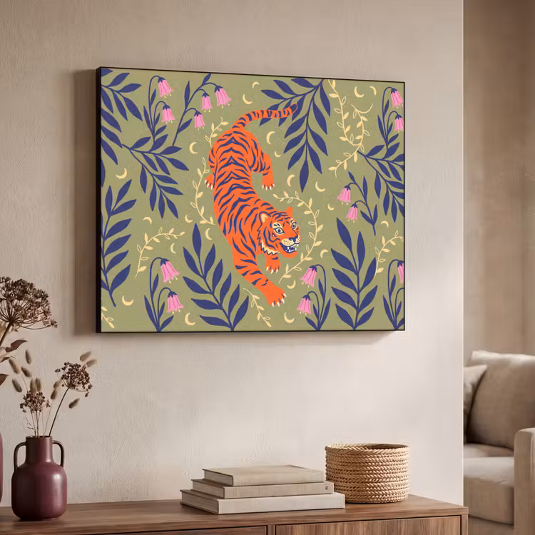 Art frame - Tijger - Bladeren - Dieren - Illustratie - Oranje — 7