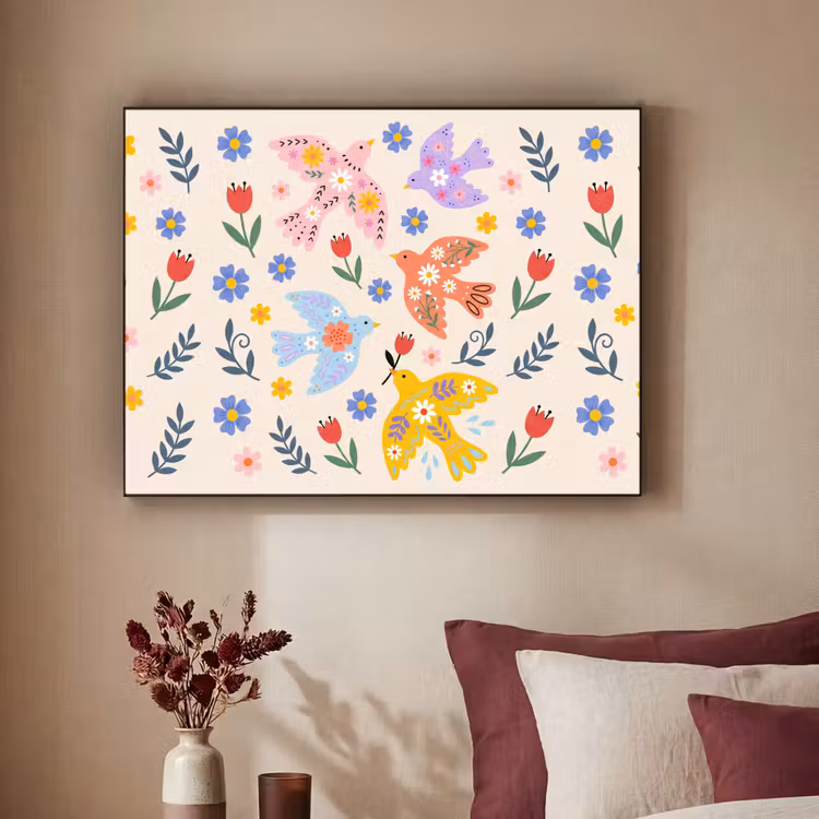 Art frame - Vogel - Bloemen - Folk - Kleurrijk - Dieren — 3
