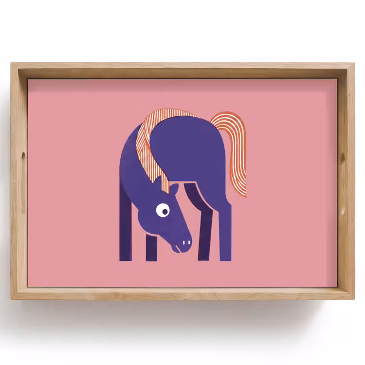 Dienblad - Paard - Abstract - Dieren - Modern - Blauw — 1