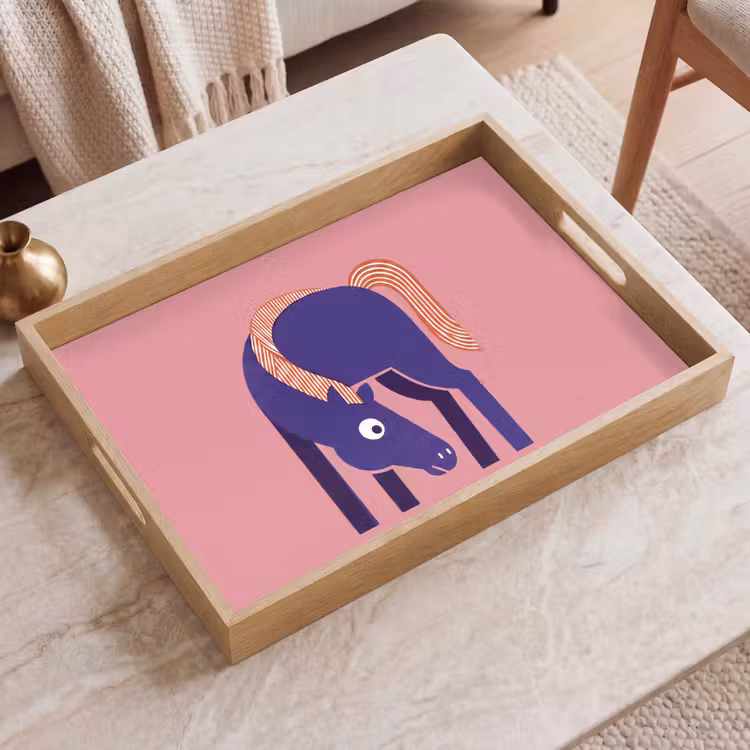 Dienblad - Paard - Abstract - Dieren - Modern - Blauw — 2