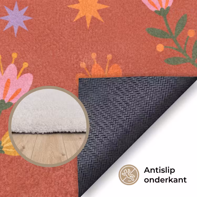Vloerkleed - Konijn - Bloemen - Folk Art - Kleurrijk - Dieren — 4