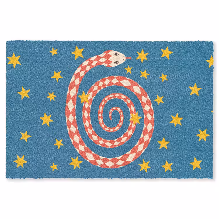 Vloerkleed - Slang - Spiraal - Dieren - Illustratie - Rood — 1