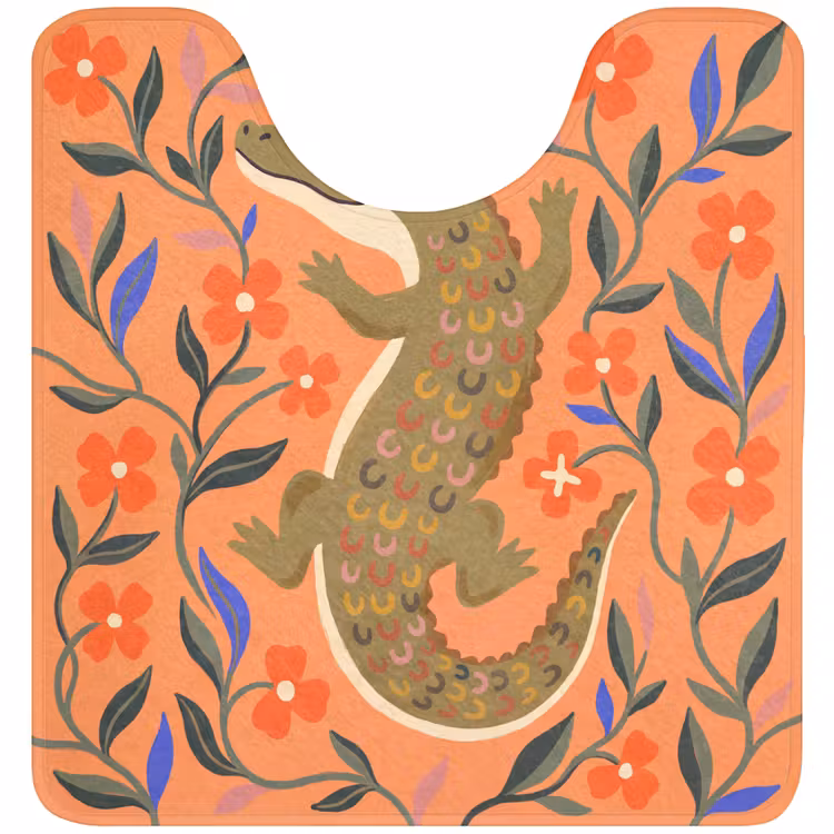 WC Mat - Dieren - Bloemen - Oranje - Illustratie - Natuur — 1