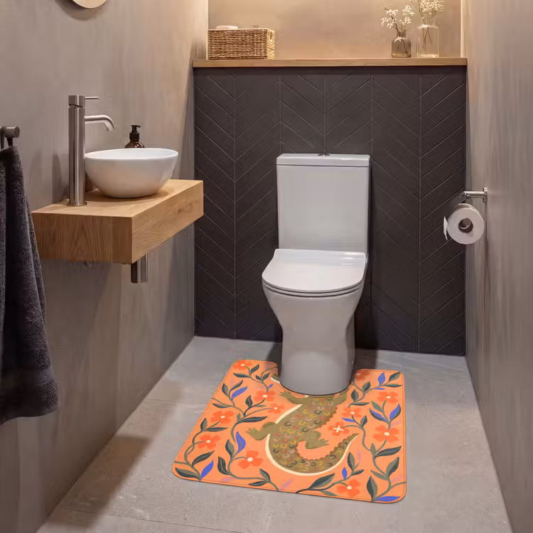 WC Mat - Dieren - Bloemen - Oranje - Illustratie - Natuur — 2