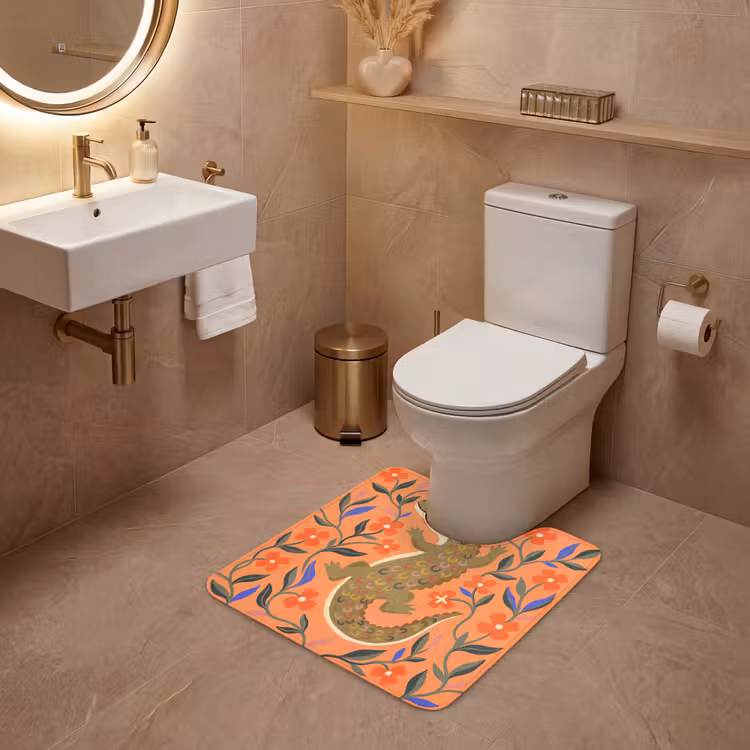 WC Mat - Dieren - Bloemen - Oranje - Illustratie - Natuur — 3