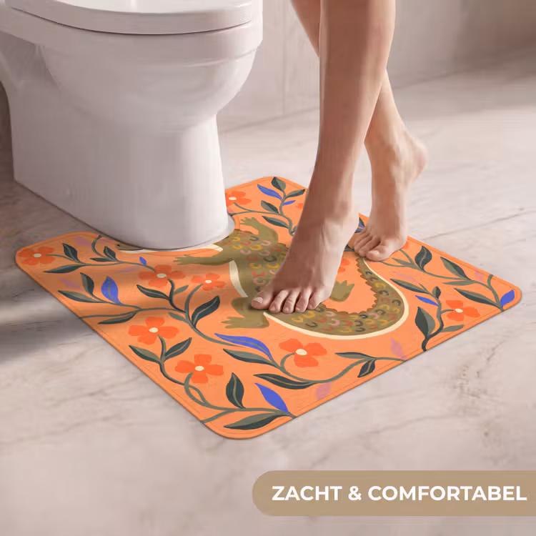 WC Mat - Dieren - Bloemen - Oranje - Illustratie - Natuur — 5