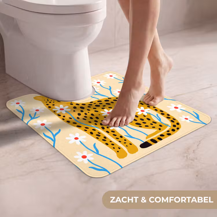 WC Mat - Dieren - Jachtluipaard - Bloemen - Modern - Geel — 5