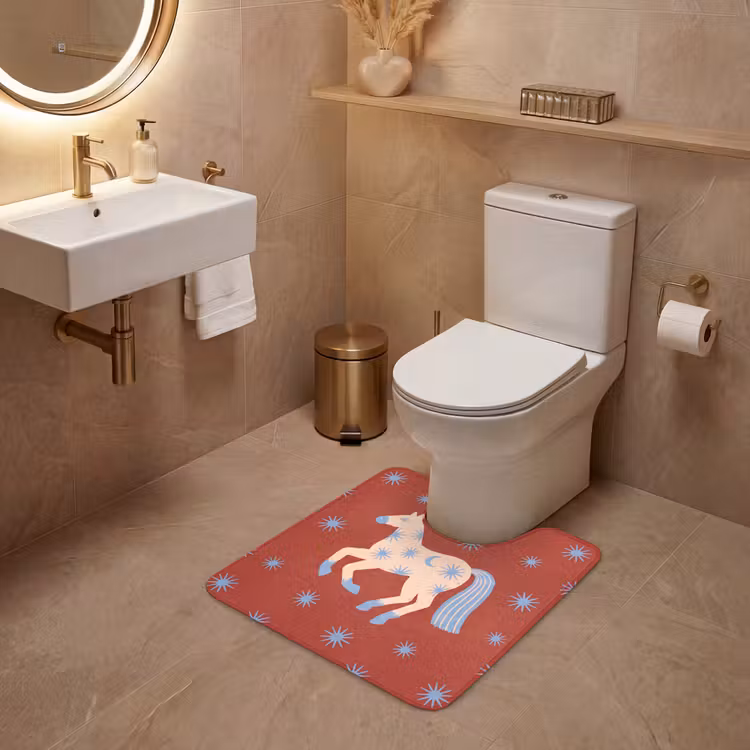 WC Mat - Dieren - Sterren - Maan - Abstract - Rood — 3