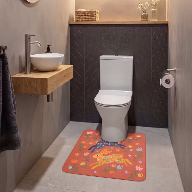 WC Mat - Konijn - Bloemen - Folk Art - Kleurrijk - Dieren — 2