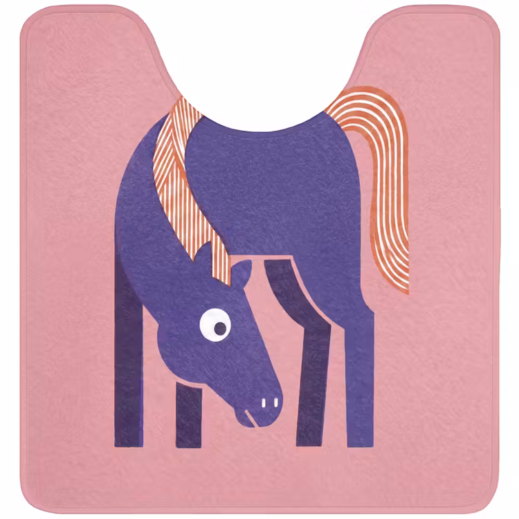WC Mat - Paard - Abstract - Dieren - Modern - Blauw — 1