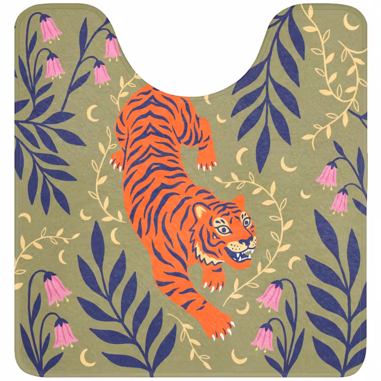 WC Mat - Tijger - Bladeren - Dieren - Illustratie - Oranje — 1