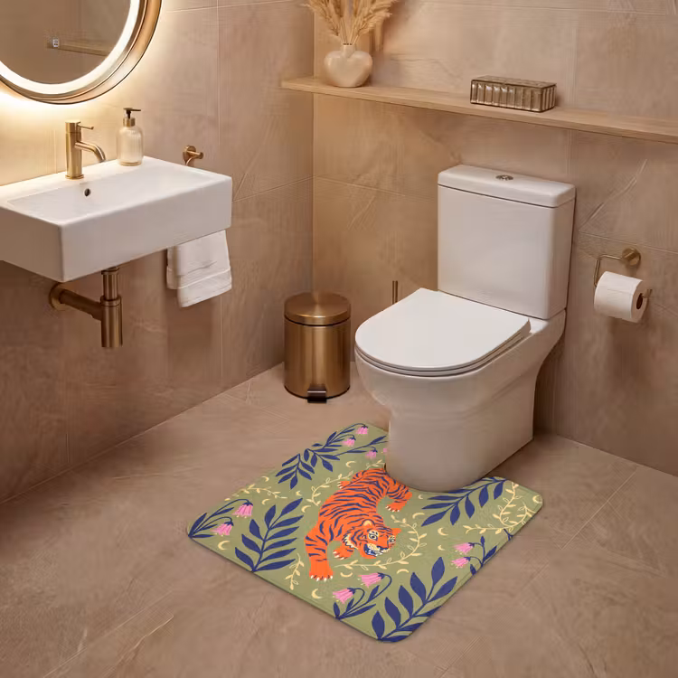 WC Mat - Tijger - Bladeren - Dieren - Illustratie - Oranje — 3