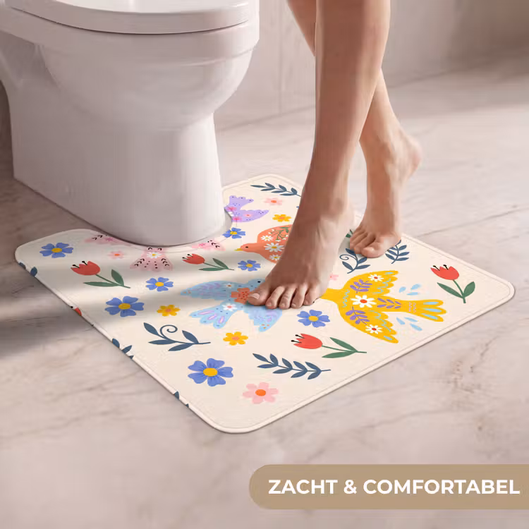 WC Mat - Vogel - Bloemen - Folk - Kleurrijk - Dieren — 5