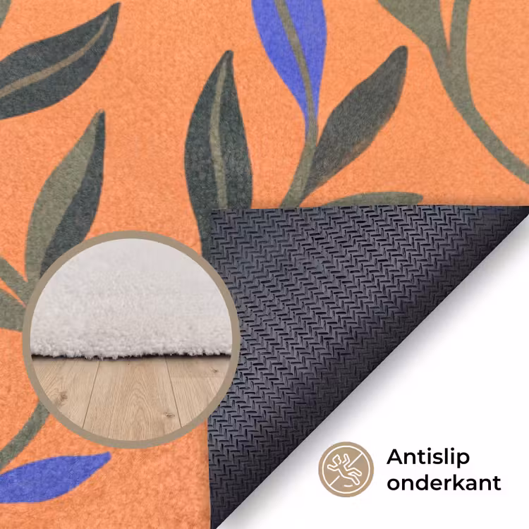 Vloerkleed - Dieren - Bloemen - Oranje - Illustratie - Natuur — 4