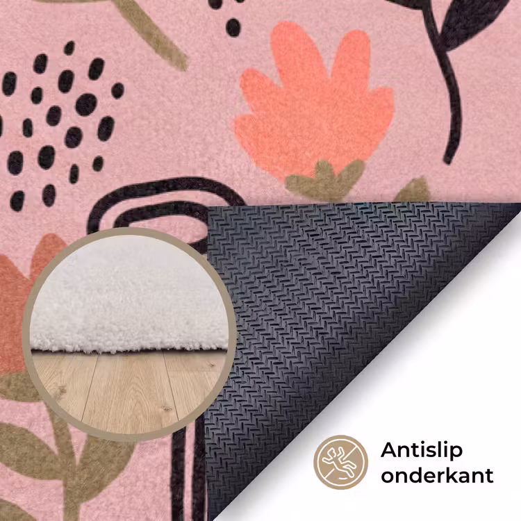 Vloerkleed - Kat - Bloemen - Dieren - Modern - Roze — 4