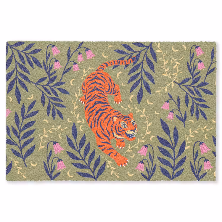 Vloerkleed - Tijger - Bladeren - Dieren - Illustratie - Oranje — 1