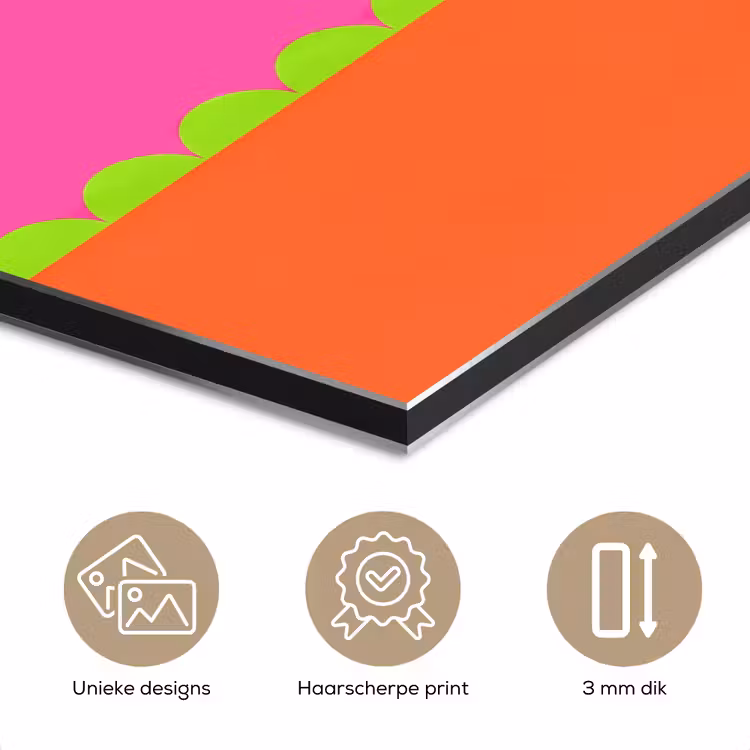 Aluminium schilderij - Abstract - Geometrisch - Kleurblokken - Roze - Oranje — 7