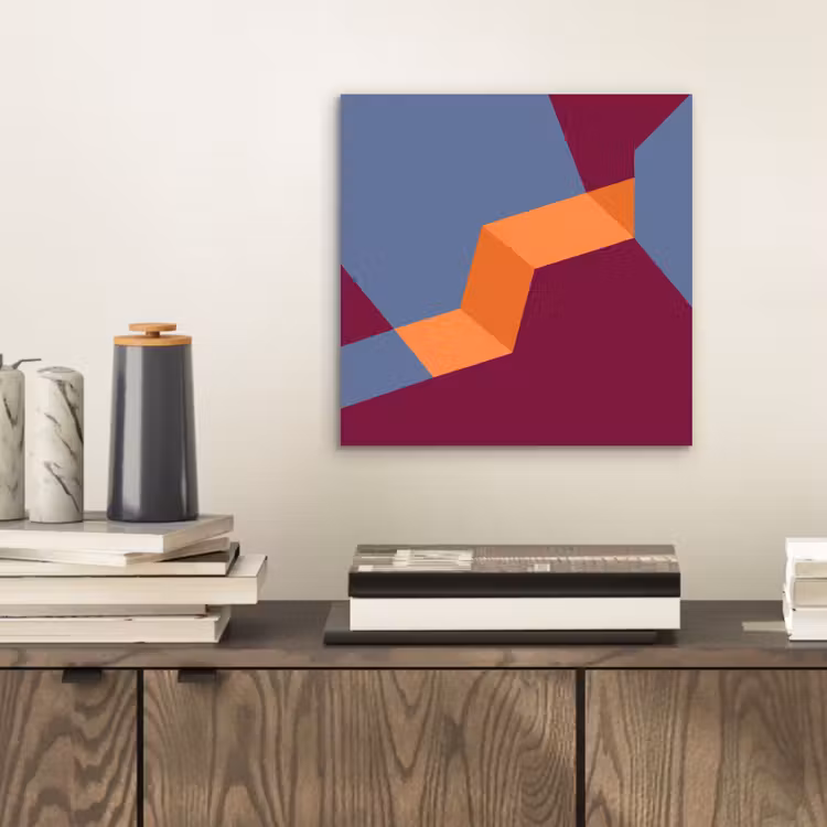 Aluminium schilderij - Abstract - Vormen - Modern - Blauw - Oranje — 2