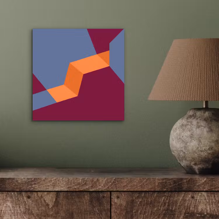 Aluminium schilderij - Abstract - Vormen - Modern - Blauw - Oranje — 3