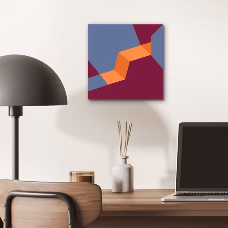 Aluminium schilderij - Abstract - Vormen - Modern - Blauw - Oranje — 6