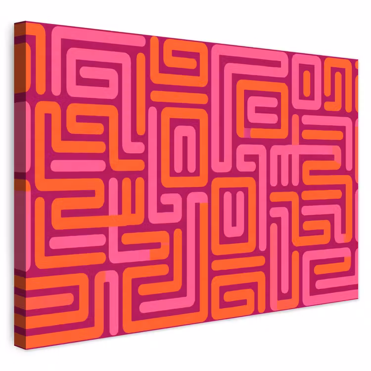 Buiten canvas - Abstract - Patroon - Lijnen - Roze - Oranje — 1