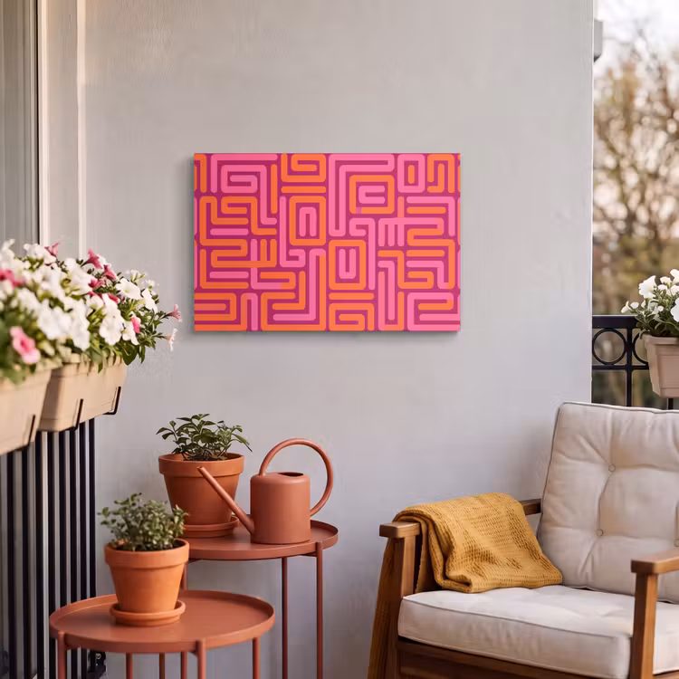 Buiten canvas - Abstract - Patroon - Lijnen - Roze - Oranje — 3