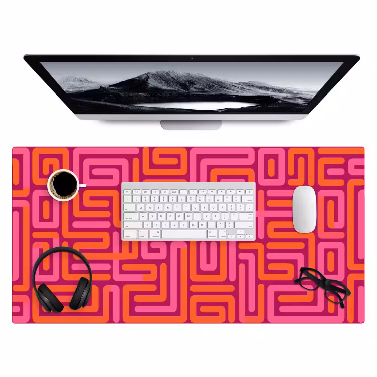 Bureau onderlegger - Abstract - Patroon - Lijnen - Roze - Oranje — 4