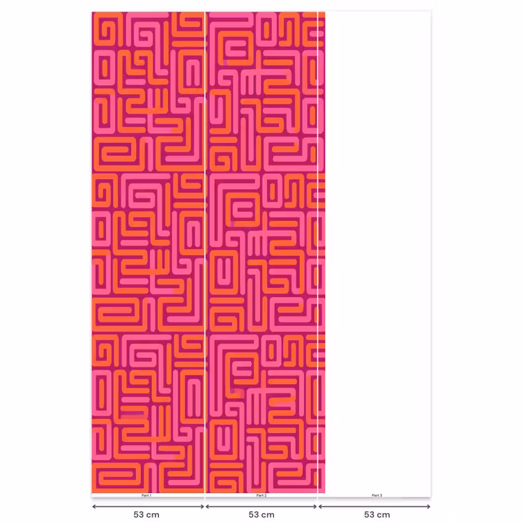 Behang - Abstract - Patroon - Lijnen - Roze - Oranje — 6