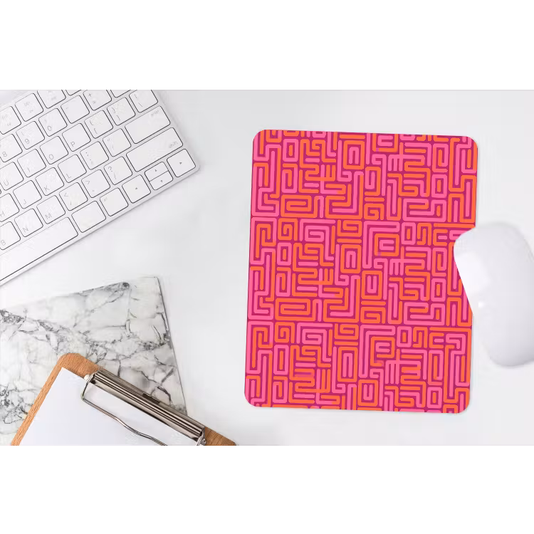 Muismat - Abstract - Patroon - Lijnen - Roze - Oranje — 4