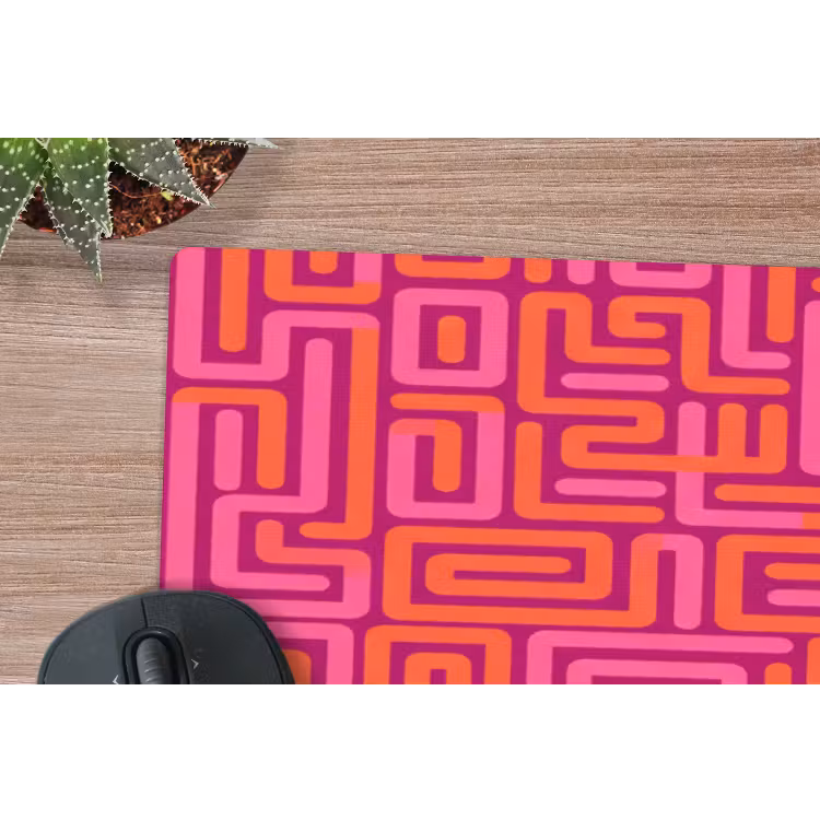 Muismat - Abstract - Patroon - Lijnen - Roze - Oranje — 5