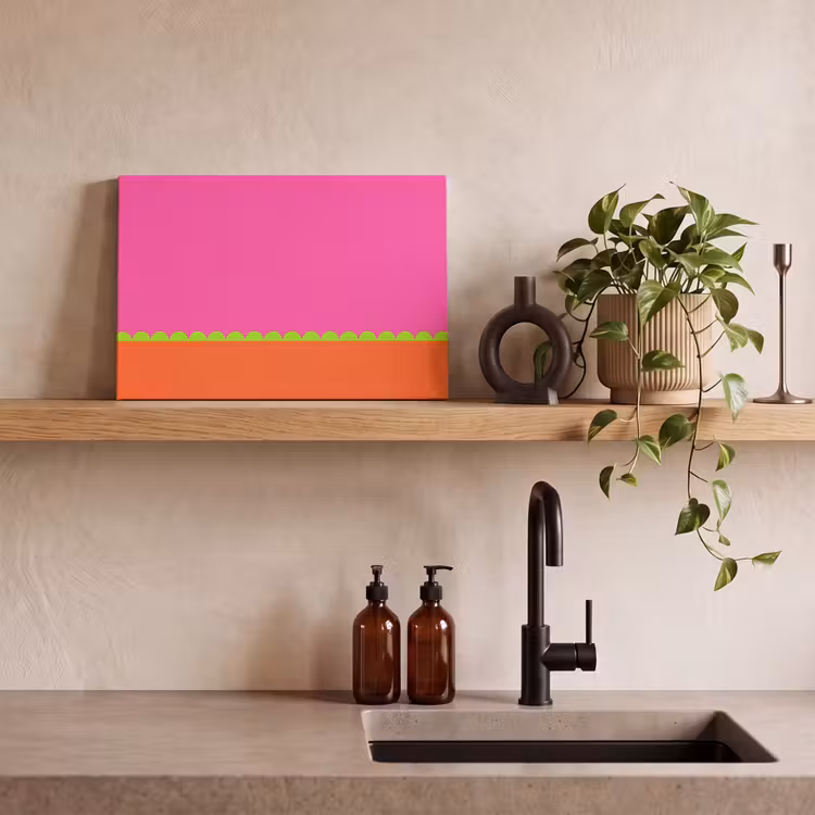 Canvas schilderij - Abstract - Geometrisch - Kleurblokken - Roze - Oranje — 2